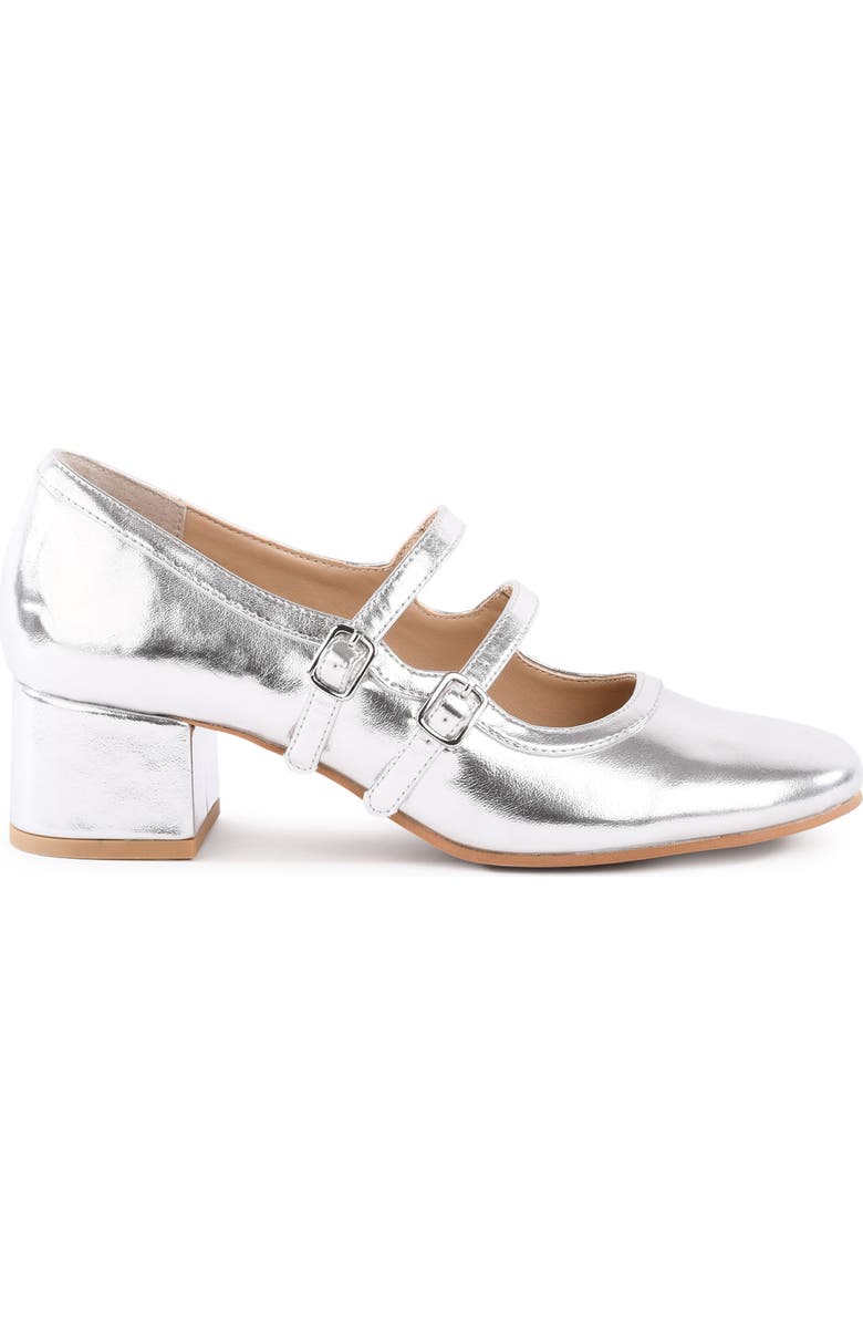 Seychelles Gatsby Mary Jane Pump, Alternate, color, Silver Vegan Leather