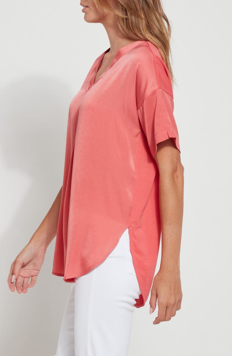 Lysse ́ Stevie V-Neck Satin Top, Alternate, color, Coral Touch