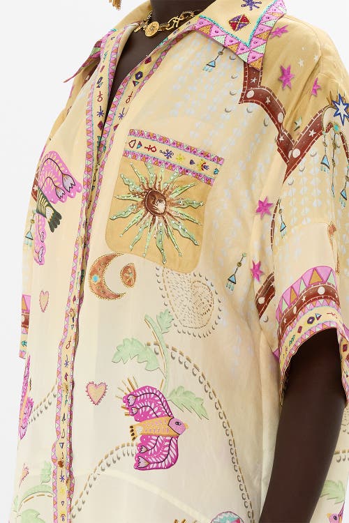 Camilla Oversized Shirt With Pocket Aswan Abstract In Aswan Abstract