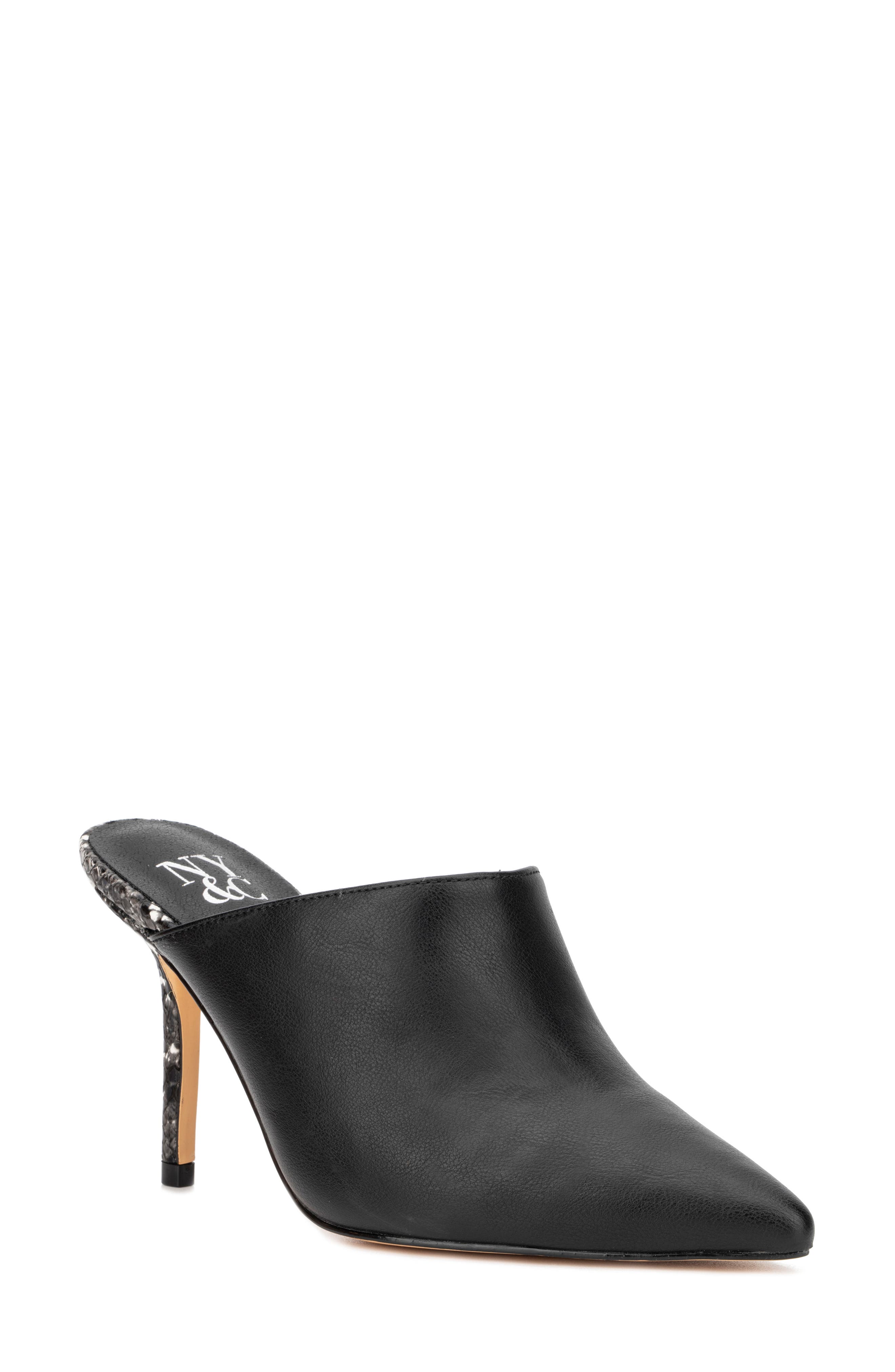 NEW YORK AND COMPANY Carlette Snake Embossed Heeled Mule, Main, color, 