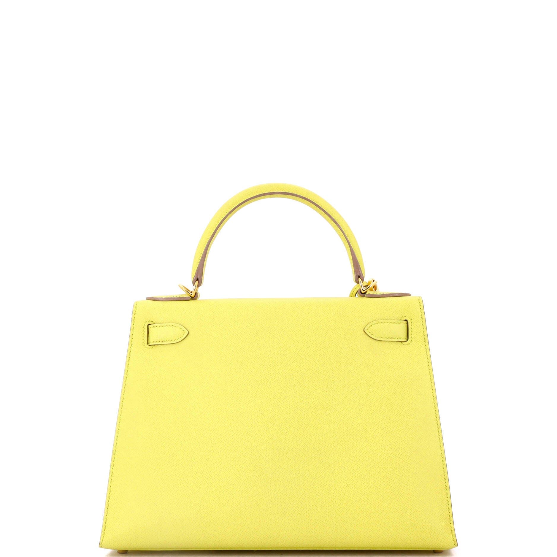 Pre-Owned Hermes Kelly Handbag Yellow Epsom with Gold Hardware 28, Alternate, color, 