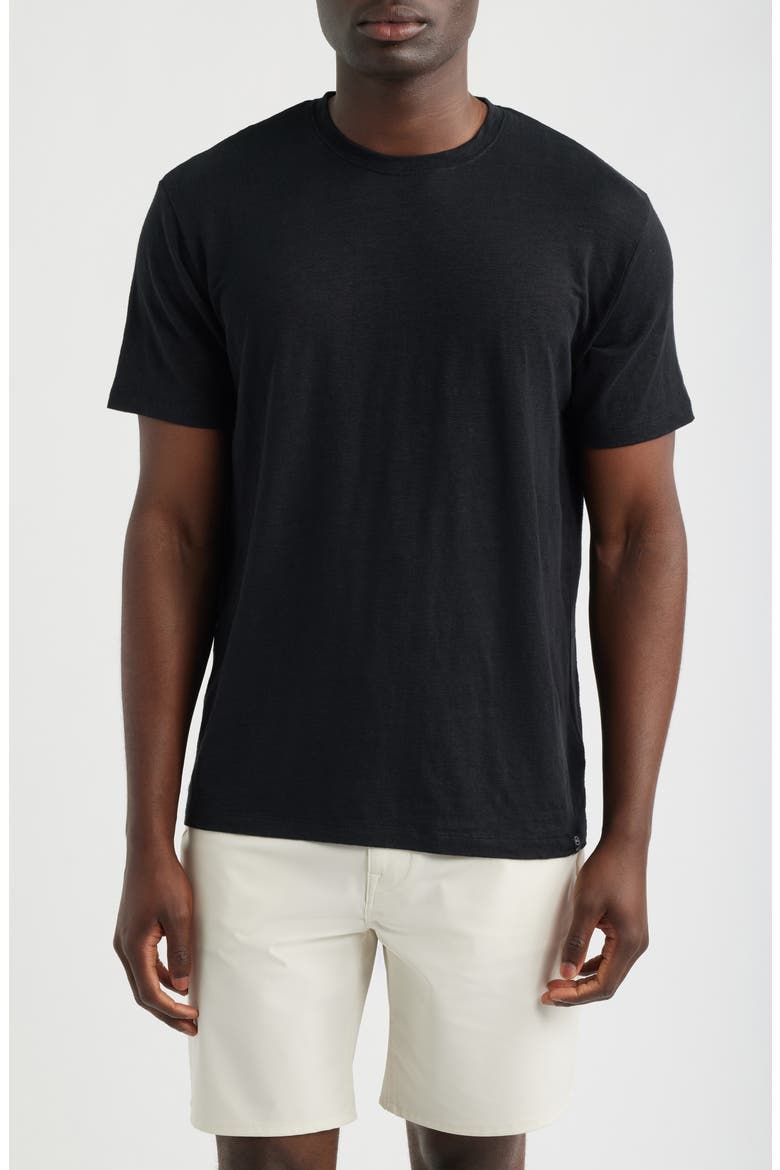 Bryce Crewneck Stretch Linen T-Shirt, Main, color, TRUE BLACK