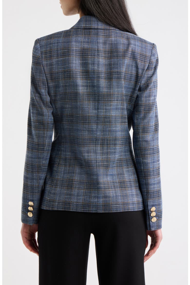 Plaid Double Breasted Jacket, Alternate, color, INDIGO LUGGAGE