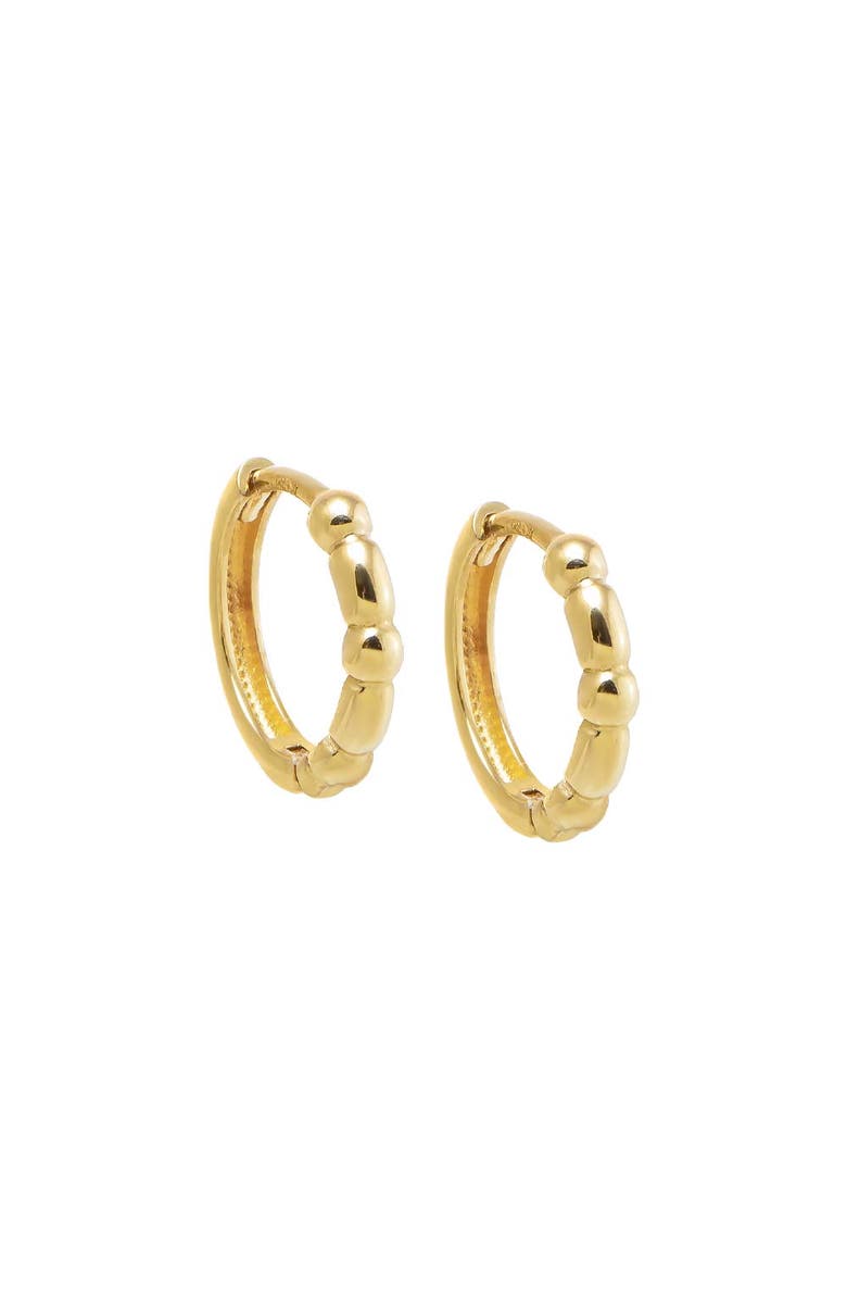 BY ADINA EDEN Solid Bar X Bead Huggie Earring 14K, Main, color, 