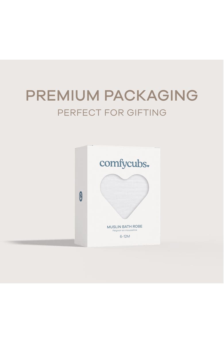 Comfy Cubs Muslin Bath Robe for Baby and Toddler, Alternate, color, White