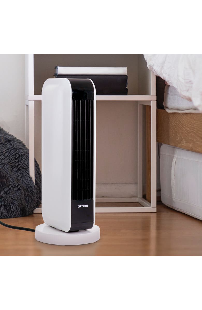 Optimus 17 in. Oscillating Tower Heater w/ Remote, Digital Temperature Readout & Setting, Alternate, color, White