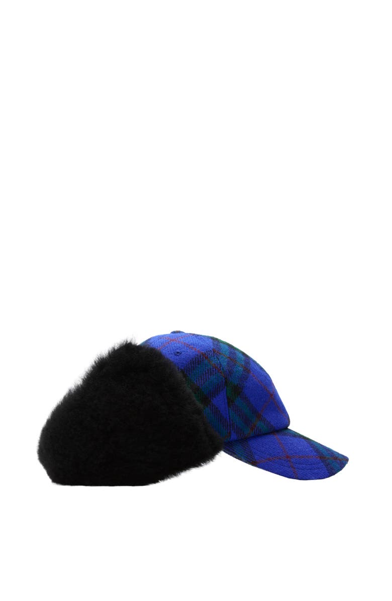 Burberry Check Wool Trapper Cap, Alternate, color, Knight Blue