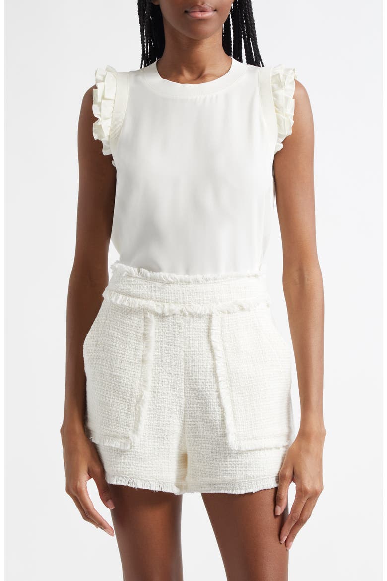 Lenore Ruffle Sleeve Silk Top, Main, color, IVORY