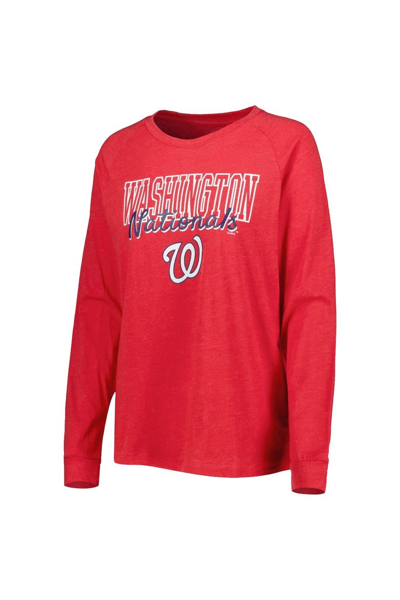 Women's Concepts Sport Heather Red Washington Nationals Meter Knit Raglan Long Sleeve T-Shirt & Shorts Sleep Set, Alternate, color, Heather Red