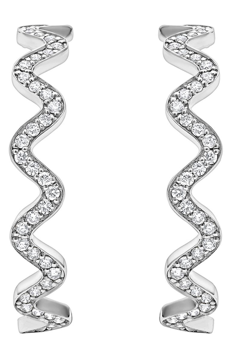 LAGOS Caviar Spark Diamond Wave Hoop Earrings, Main, color, Silver