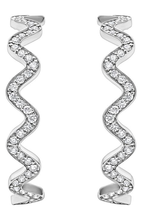 Caviar Spark Diamond Wave Hoop Earrings