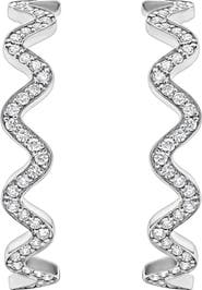 LAGOS Caviar Spark Diamond Wave Hoop Earrings
