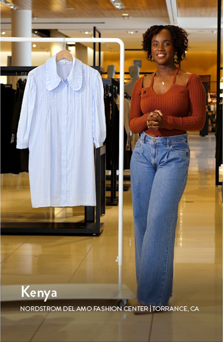 Ruffle Collar Cotton Blend Shirtdress, sales video thumbnail