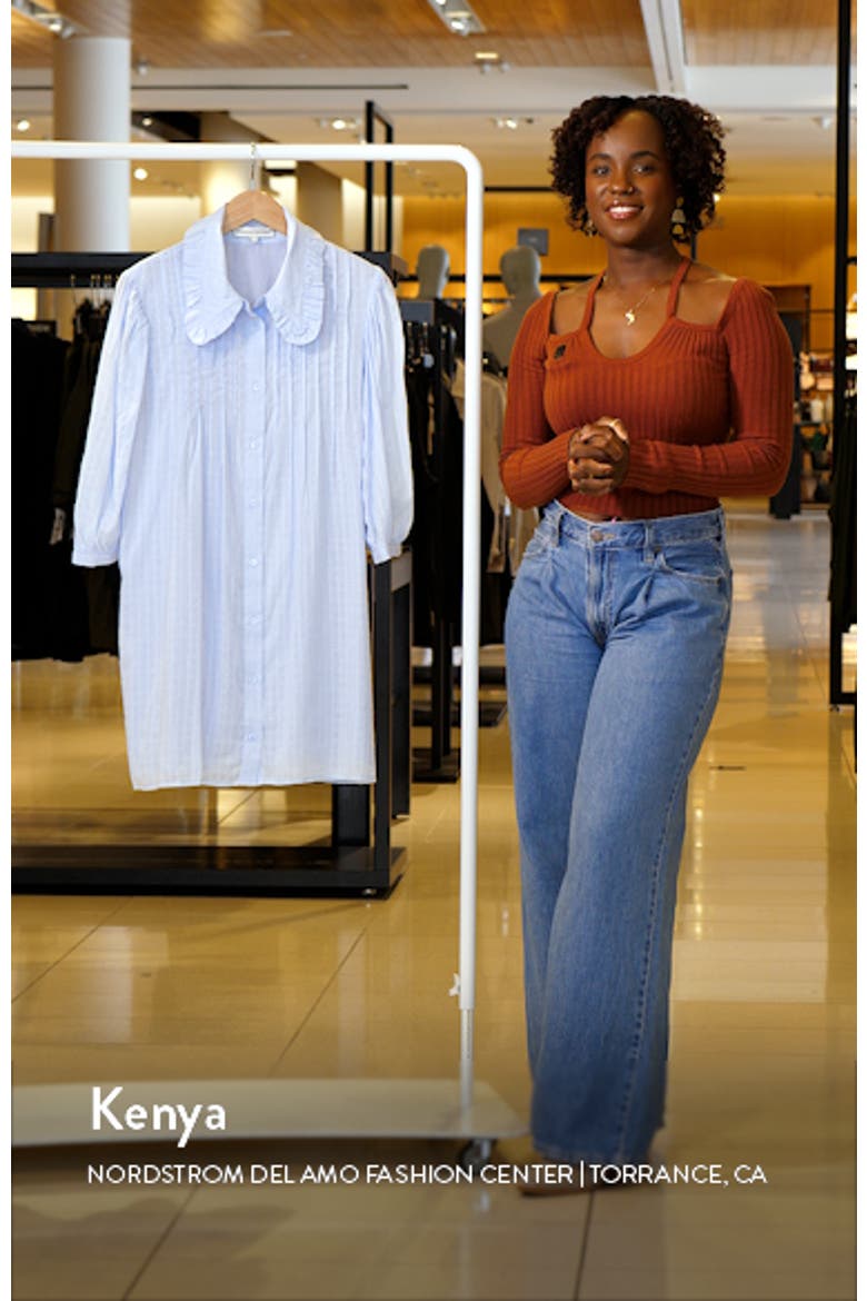 Ruffle Collar Cotton Blend Shirtdress video