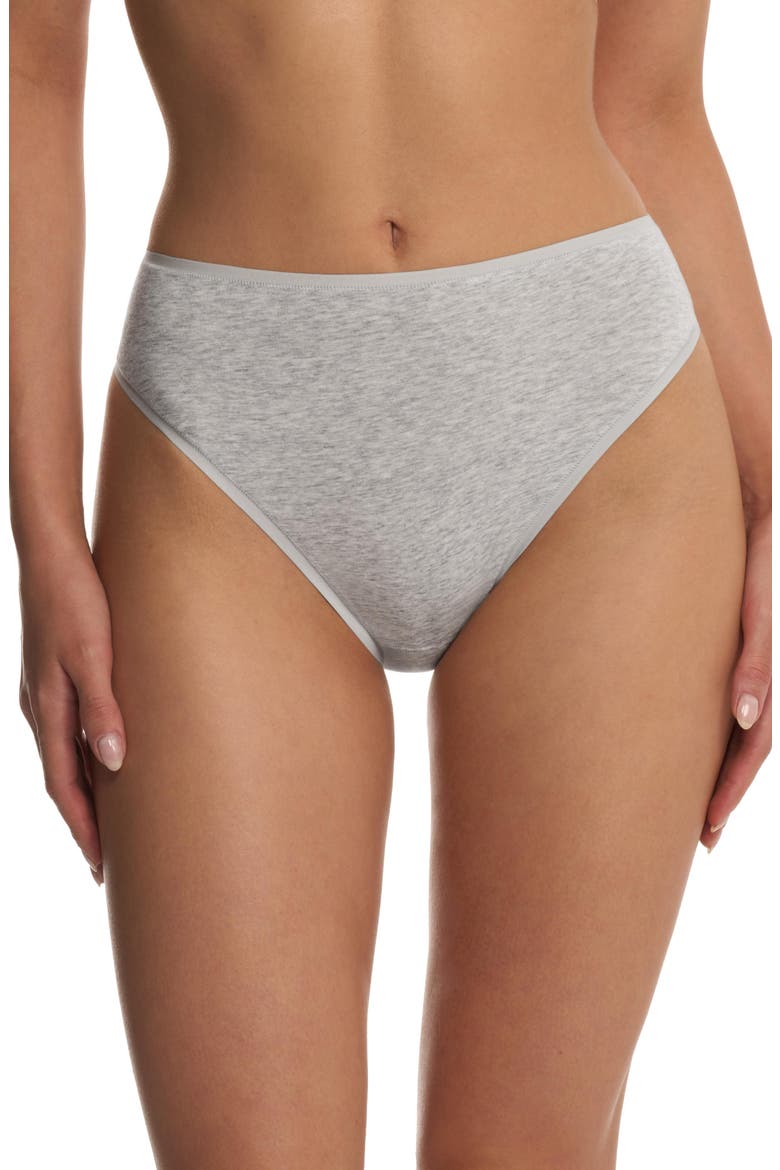 Bliss Bare Cotton High Cut Brief 3-Pack, Alternate, color, Lt Grey Heathr/Buff/Peach Whip