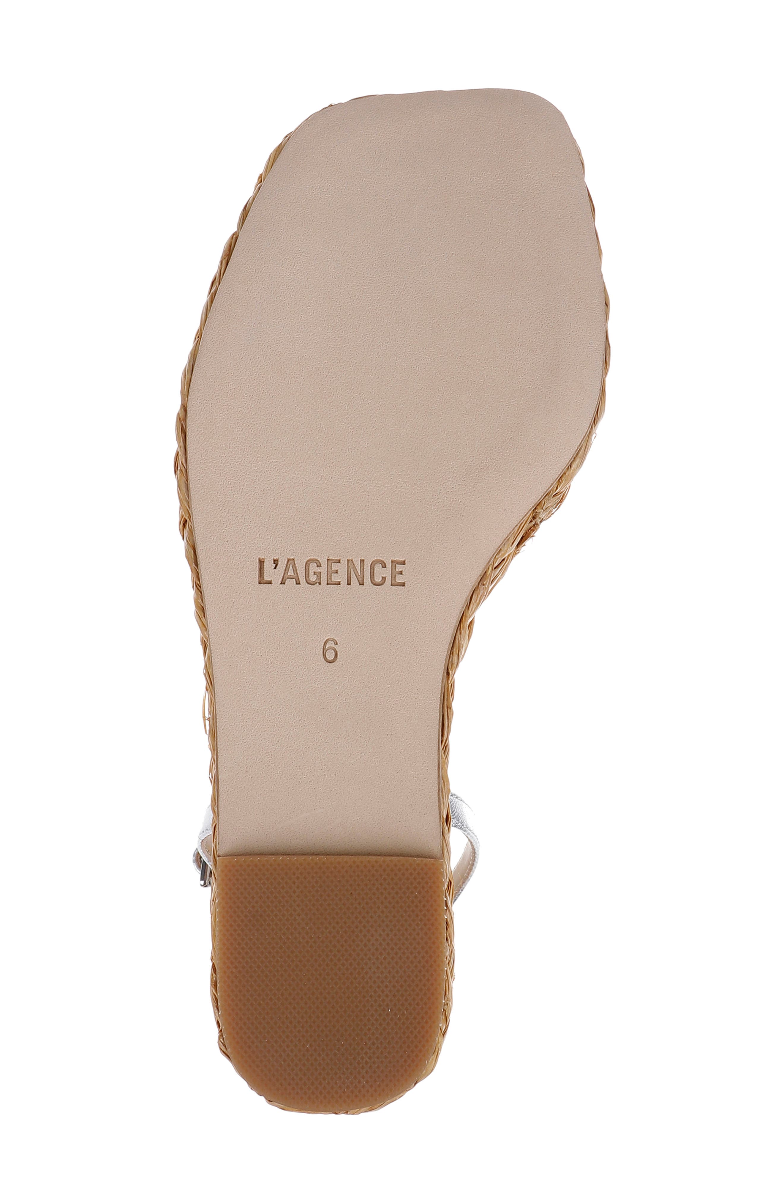 L'AGENCE Malone Espadrille Ankle Strap Platform Wedge Sandal, Alternate, color, Silver