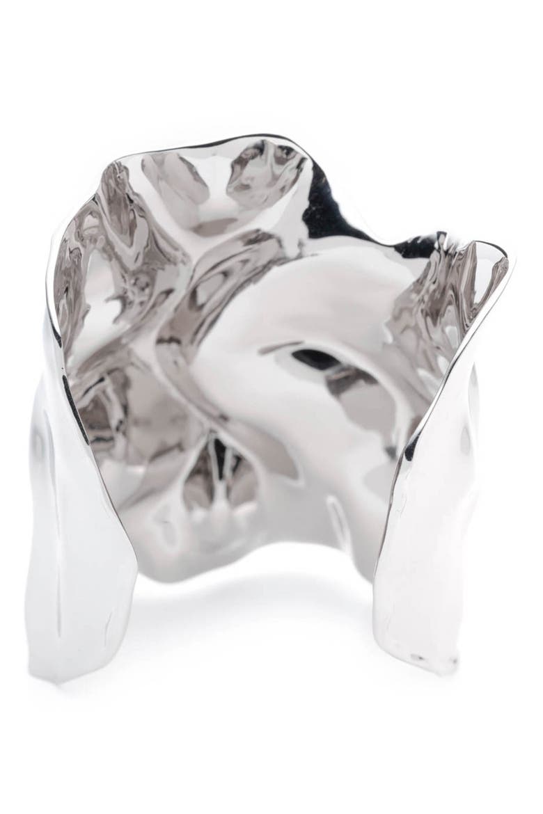 Crumpled Wide Cuff, Alternate, color, SILVER
