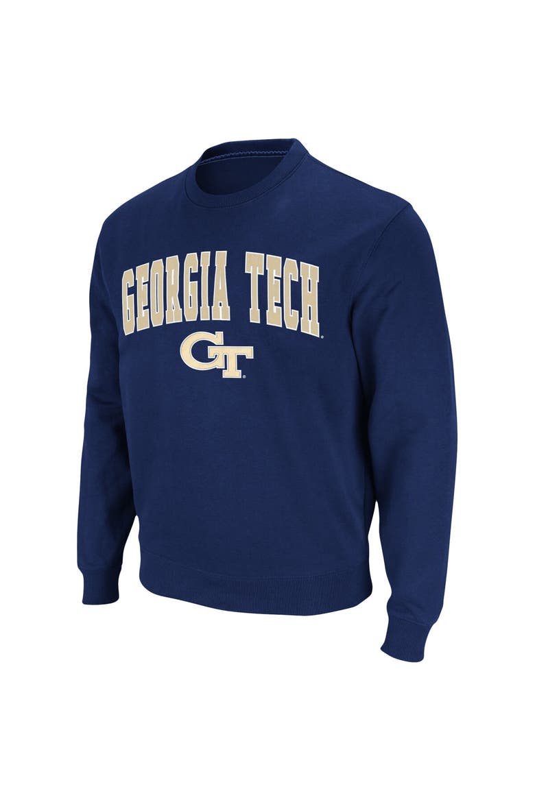 Men's Colosseum Navy Georgia Tech Yellow Jackets Team Arch & Logo Tackle Twill Pullover Sweatshirt, Alternate, color, Navy