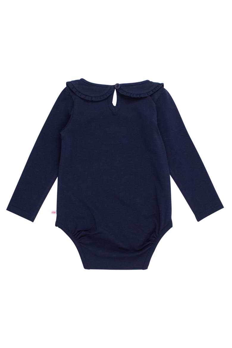 Baby Girls Knit Long Sleeve Ruffle Peter Pan Bodysuit, Alternate, color, Dark Navy