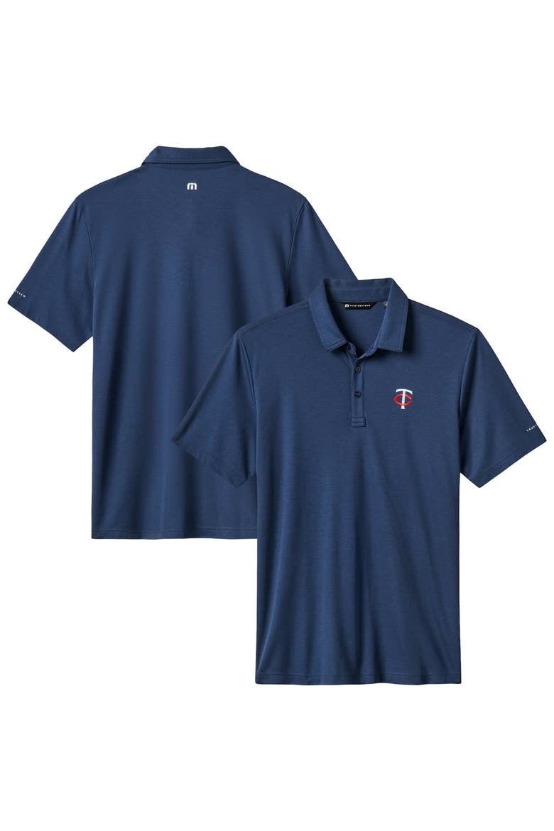 Men's TravisMathew Navy Minnesota Twins Playoff Pitch Tri-Blend Polo, Main, color, Navy