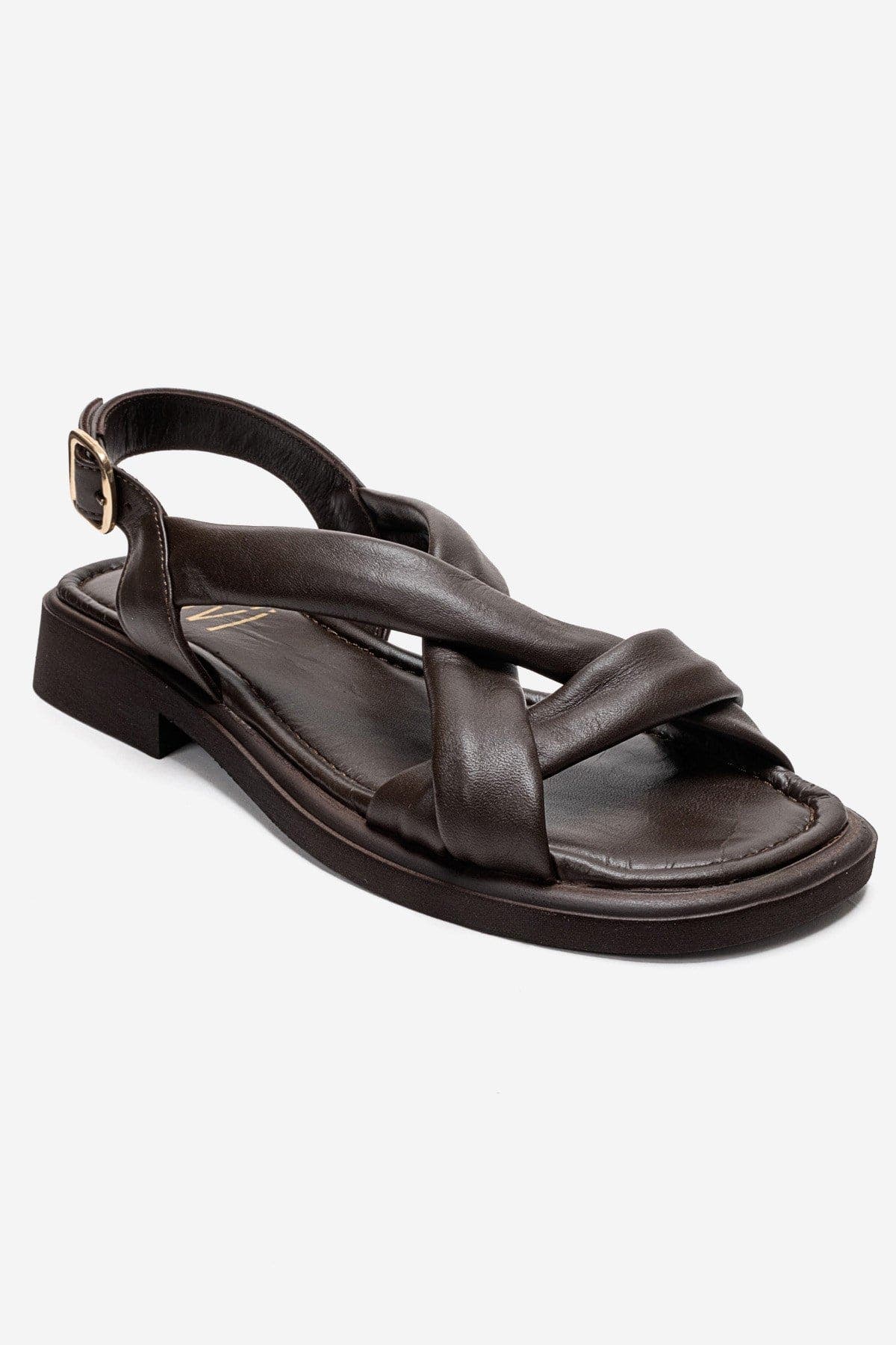 Frand Leather Crisscross Strap Sandal, Alternate, color, Brown