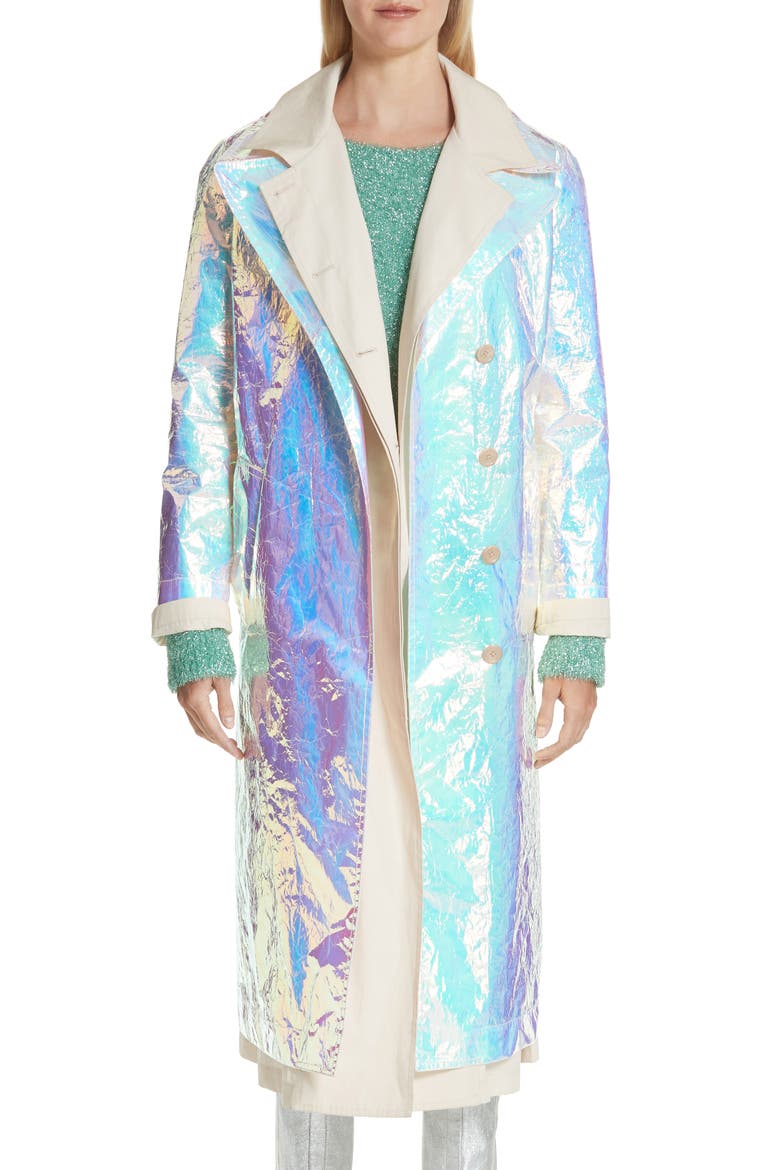 Devin Iridescent Layered Trench Coat, Main, color, IRIDESCENT