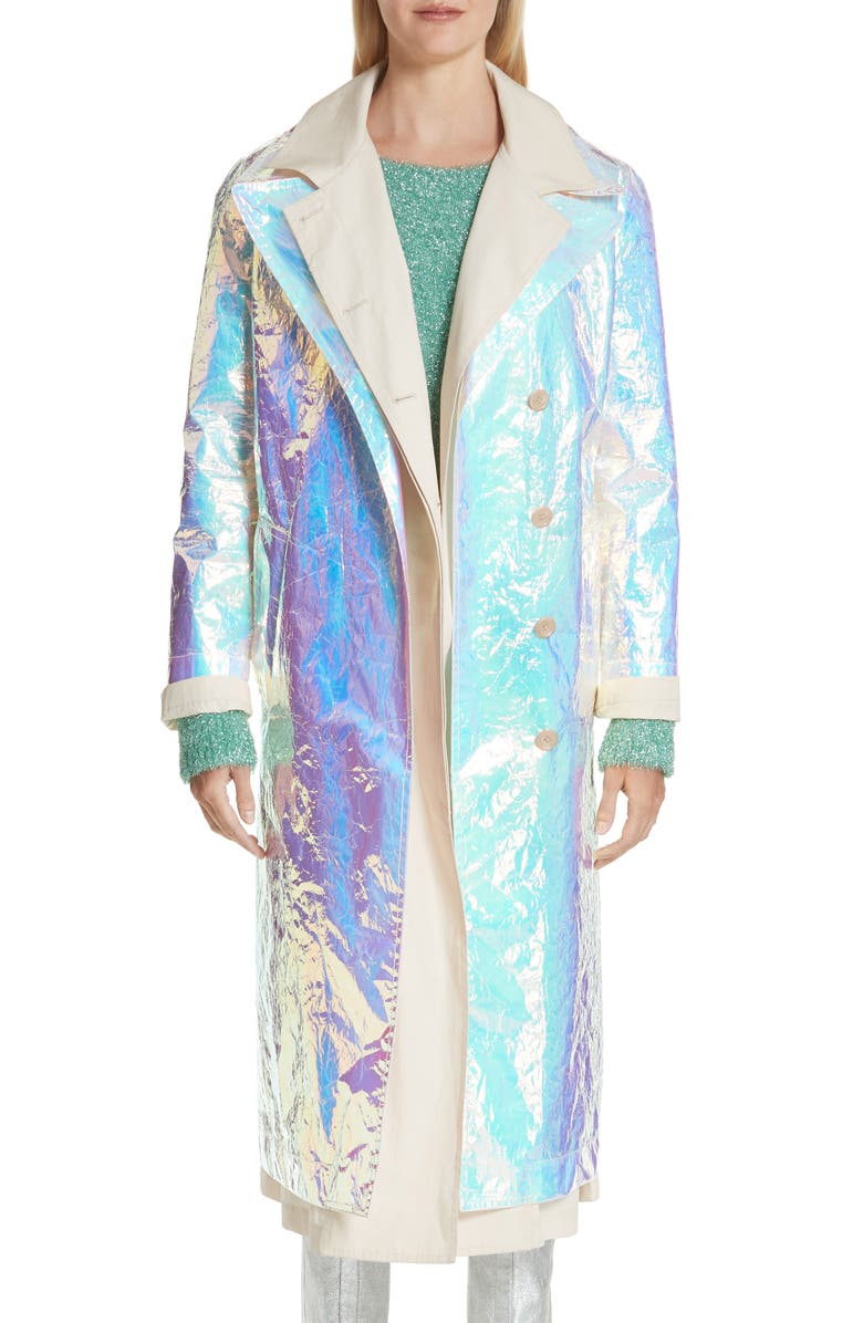 Sies Marjan Devin Iridescent Layered Trench Coat, Main, color, 
