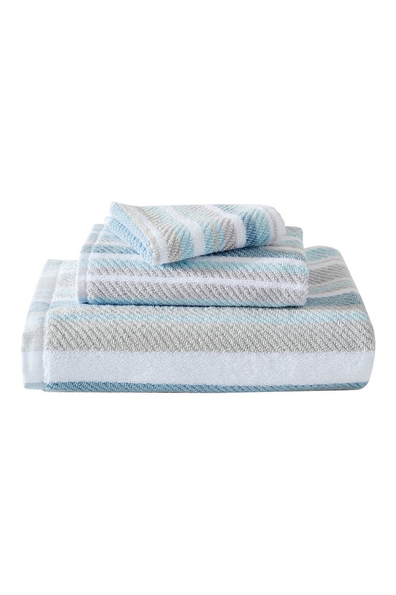 Ocean Bay Stripe Print Towel Set, Alternate, color, TRANQUIL BLUE SEAGULL GREY