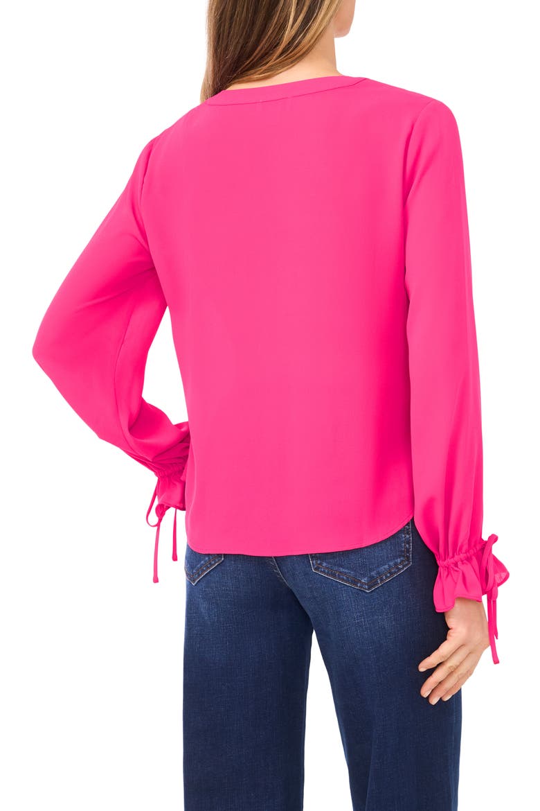 Tie Cuff Button-Up Top, Alternate, color, BRIGHT ROSE