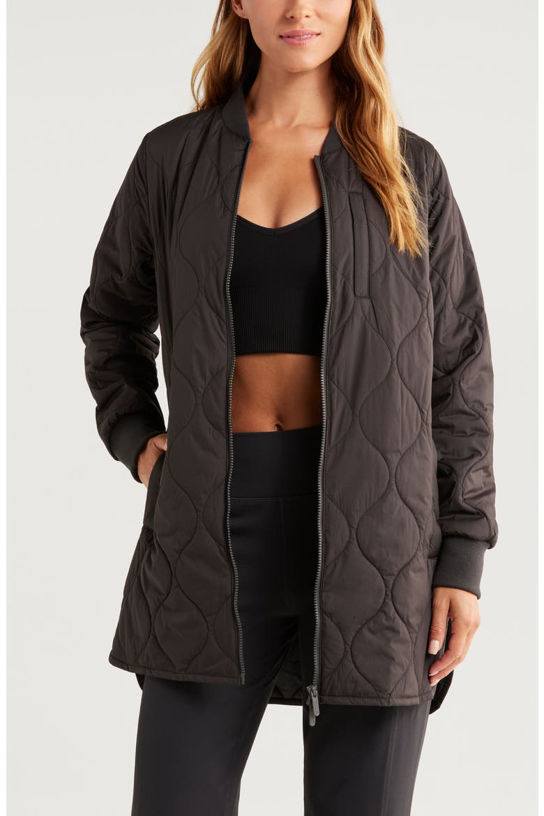 Recycled Polyester Quilted Long Jacket, Main, color, WASHED BLACK