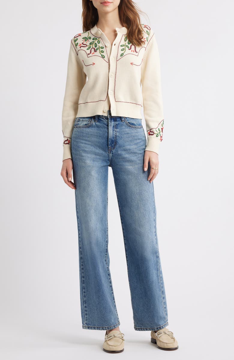 THE GREAT. The Western Beaded Cotton Cardigan, Alternate, color, 