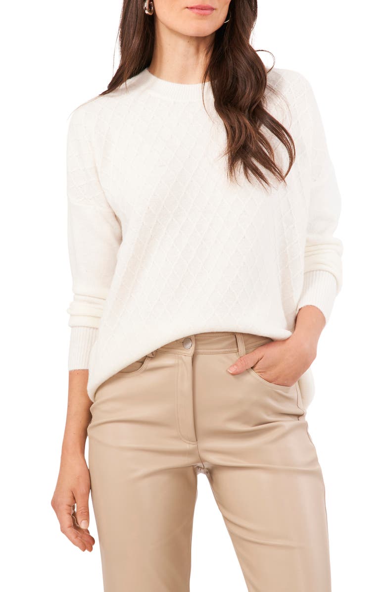 Vince Camuto Lattice Pattern Crewneck Sweater, Main, color,