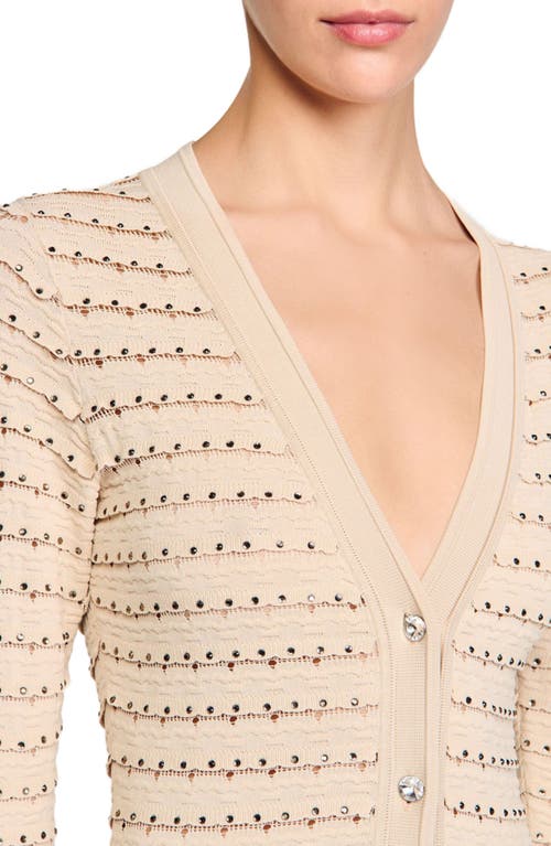 Sandro Charmante Knit Button-front Midi Dress In Beige