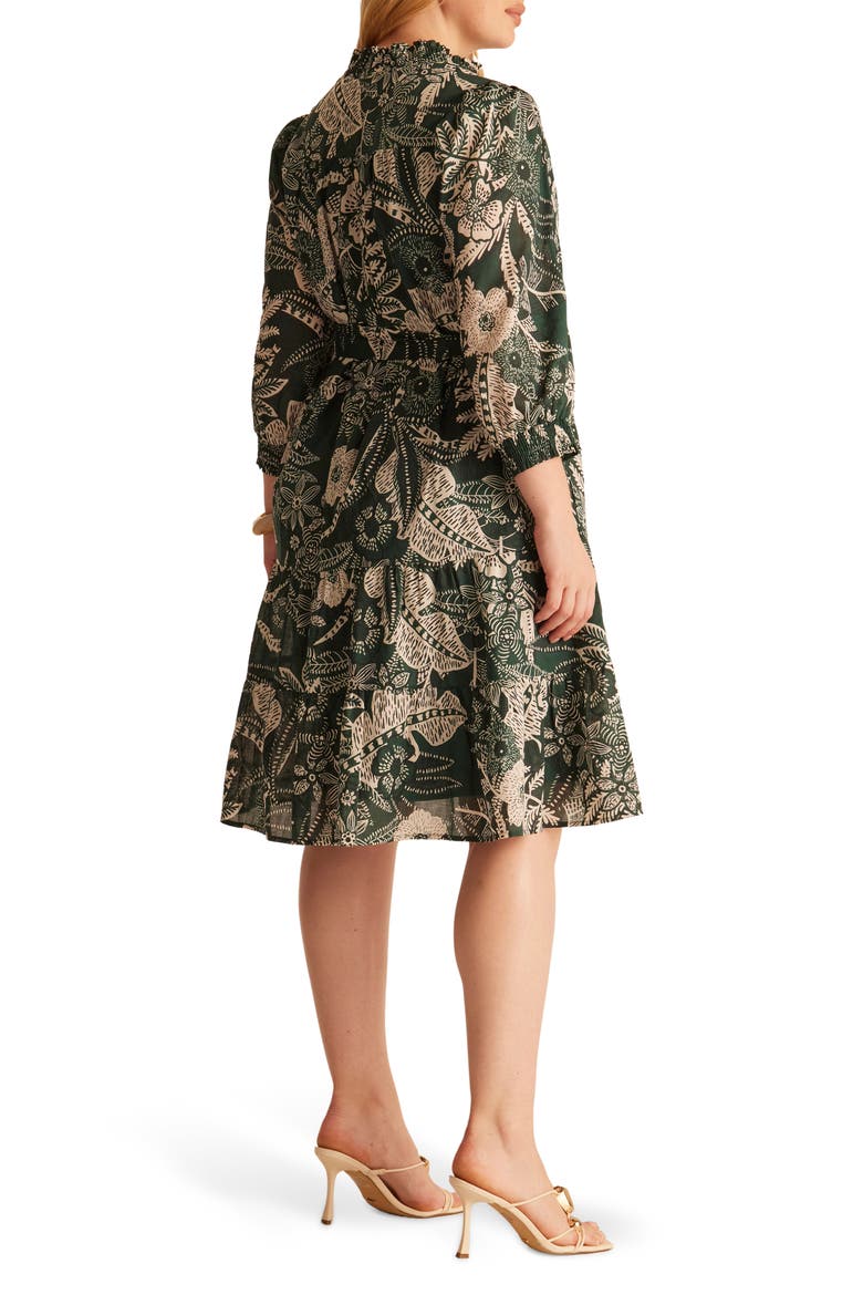 Sea Lily Tiered Cotton Dress, Alternate, color, TEAL/CREAM