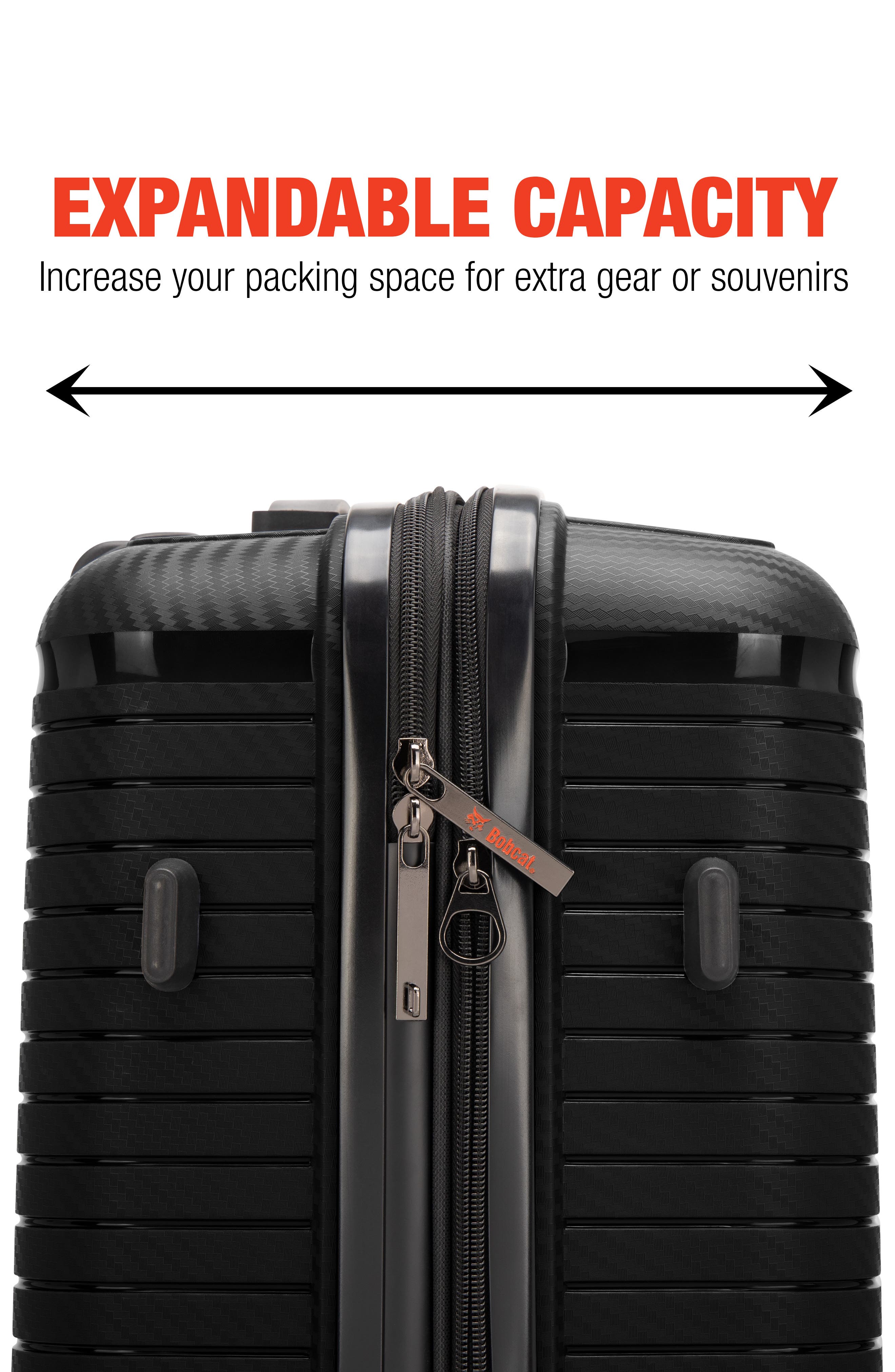 Bobcat Trencher 3 Piece Expandable Spinner Luggage Set with TSA Lock, Alternate, color, Black