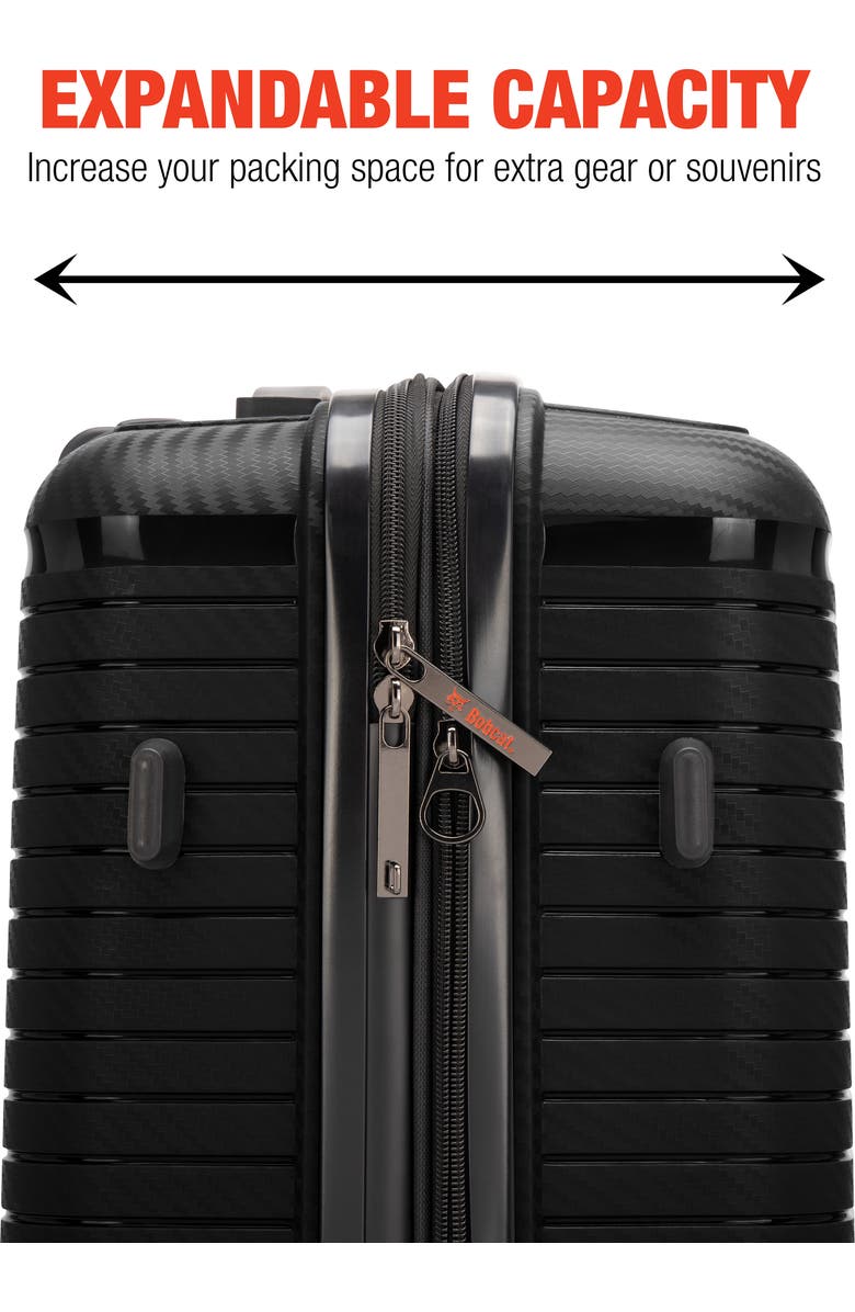 Bobcat Trencher 3 Piece Expandable Spinner Luggage Set with TSA Lock, Alternate, color, Black