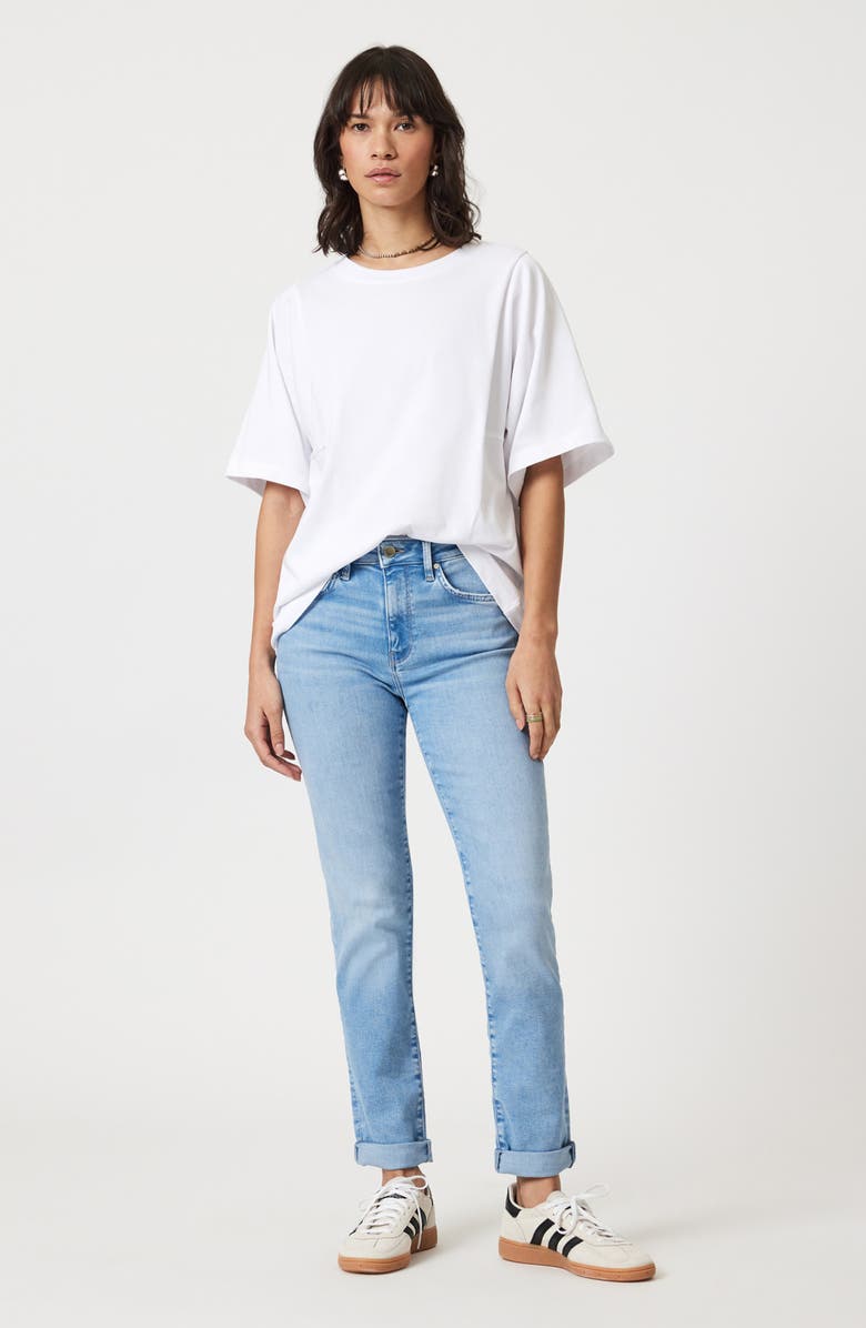 Mavi Jeans Kathleen Mid Rise Slim Boyfriend Jeans, Alternate, color, Light Blue Feather Blue