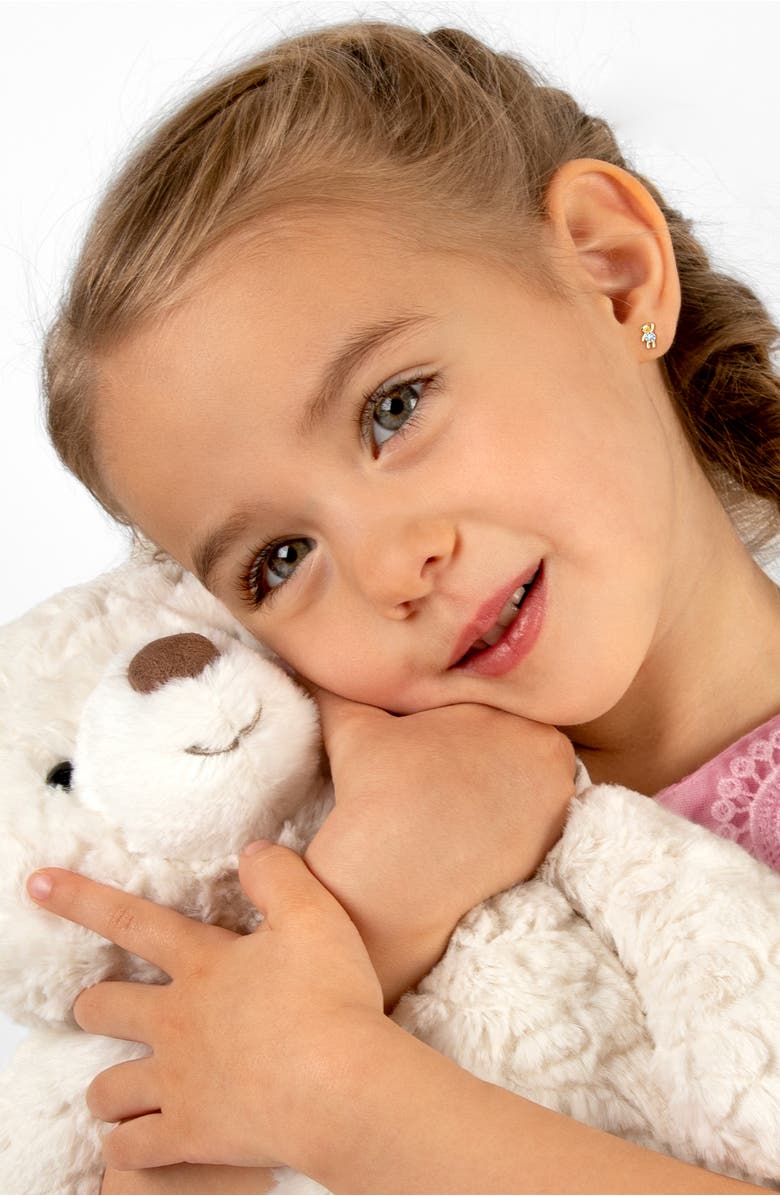 Tiny Blessings 14K Gold Teddy Bear Bliss Studs Screw Back Earrings, Alternate, color, 14K Yellow Gold