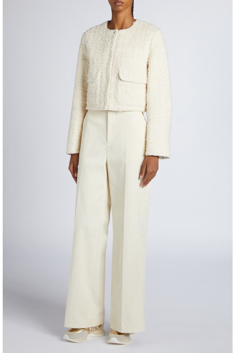 Dauphin Mixed Media Crop Jacket, Alternate, color, PANNA