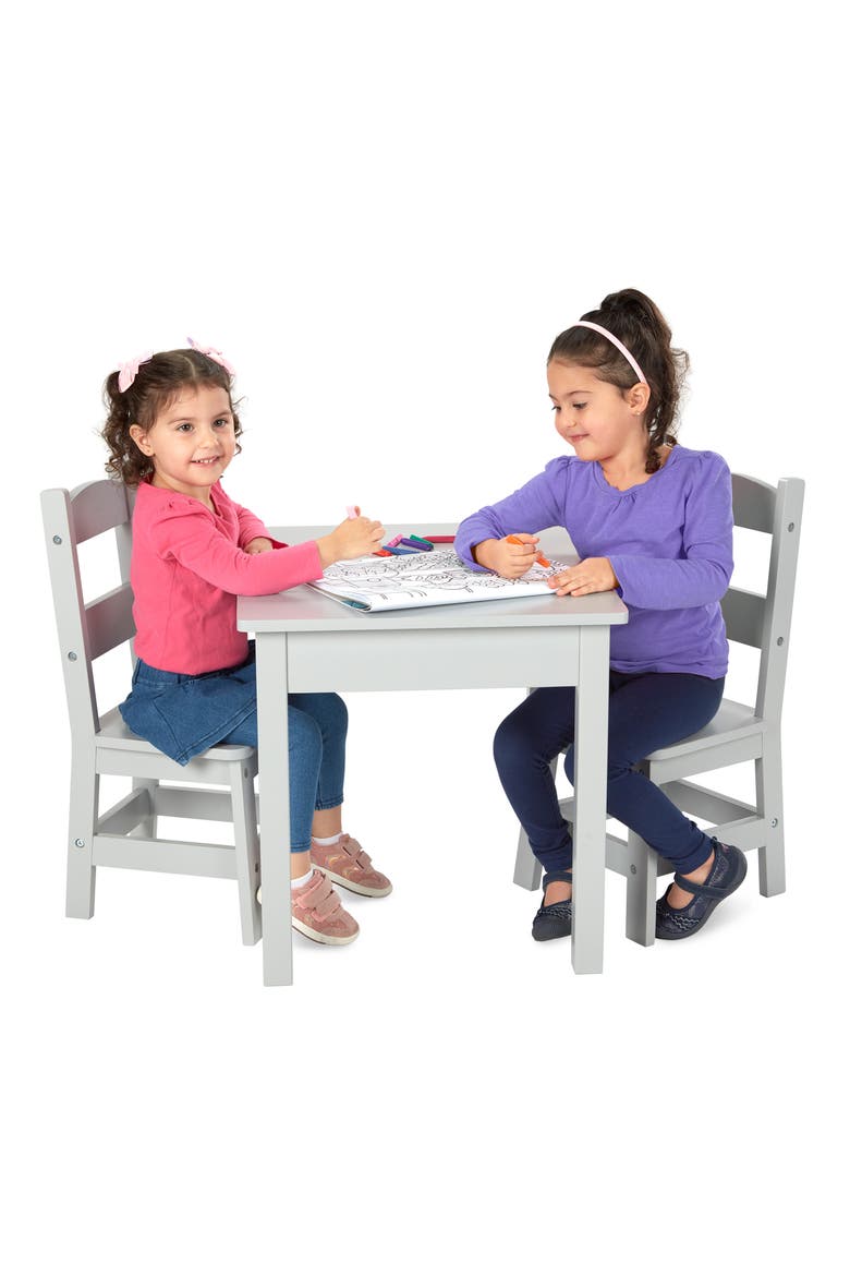 Wooden Table & Chairs, Alternate, color, GREY