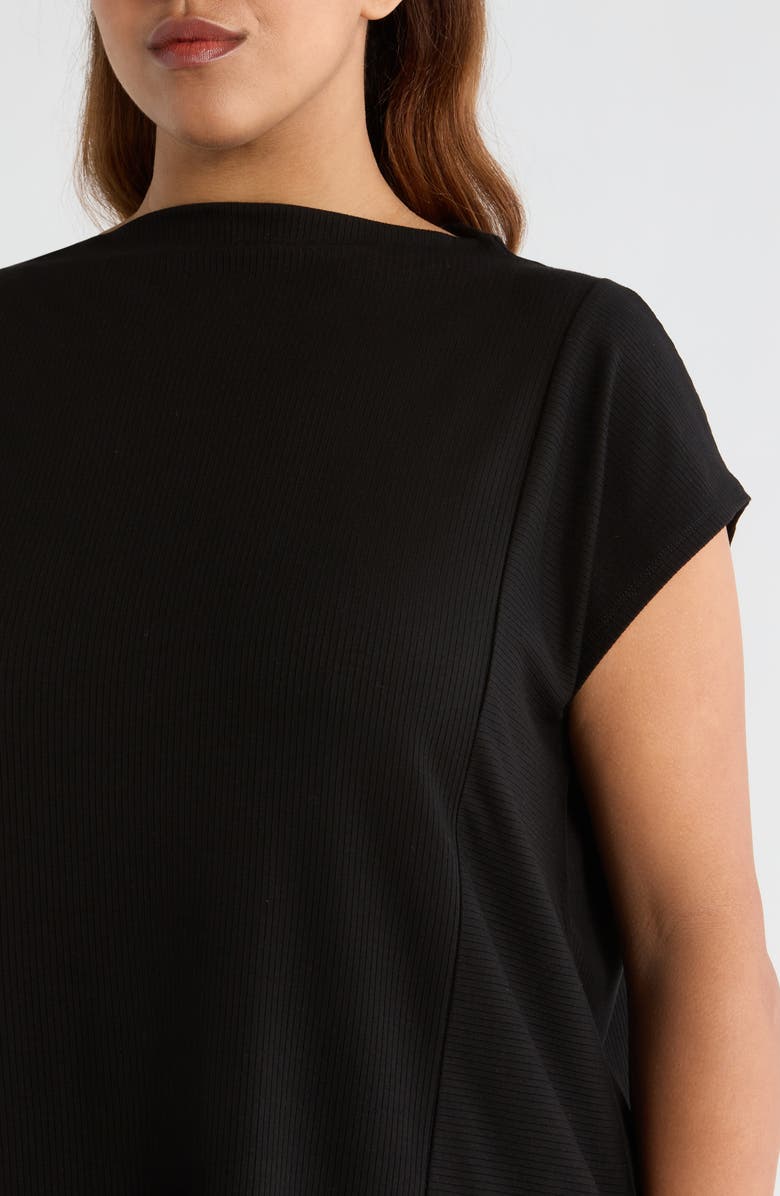 Eileen Fisher Funnel Neck Maxi Dress, Alternate, color, Black