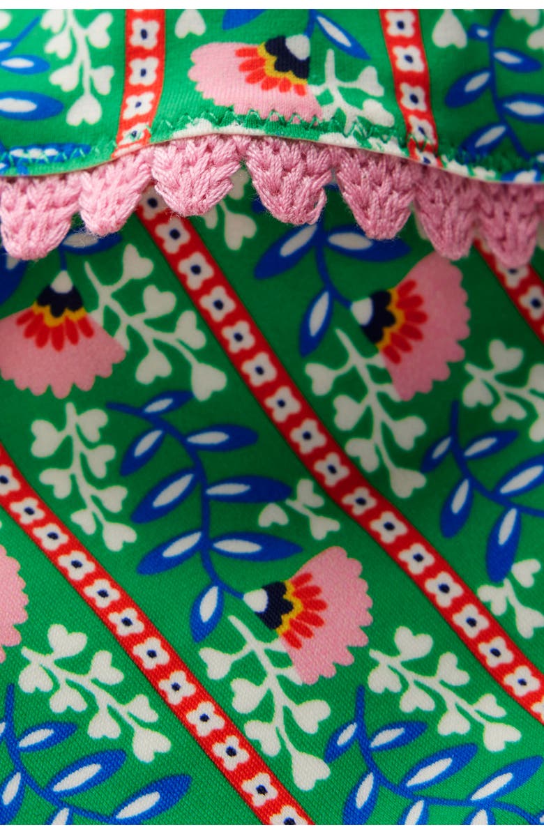 Mini Boden Kids' Frill Two-Piece Swimsuit, Alternate, color, Bright Green Floral Vine