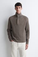 COS Ribbed Wool Half-Zip Sweater