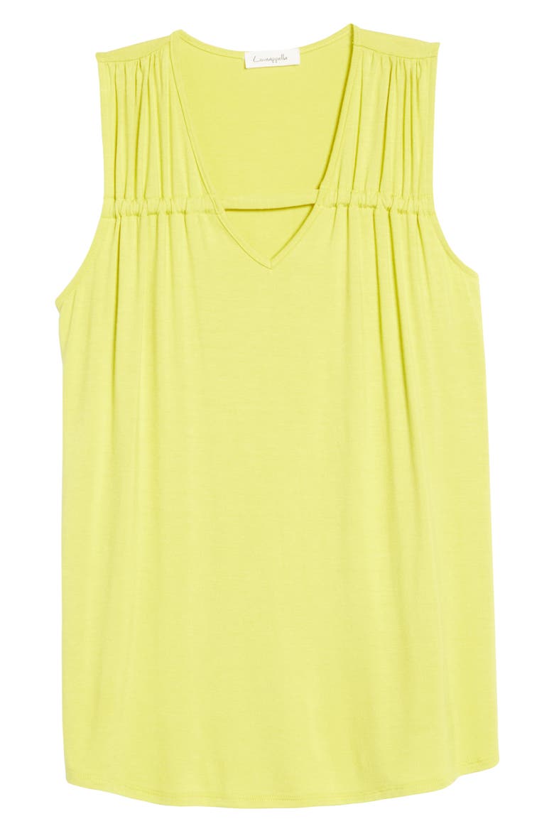 Solid Gathered Shoulder Cutout Tank, Alternate, color, CITRON