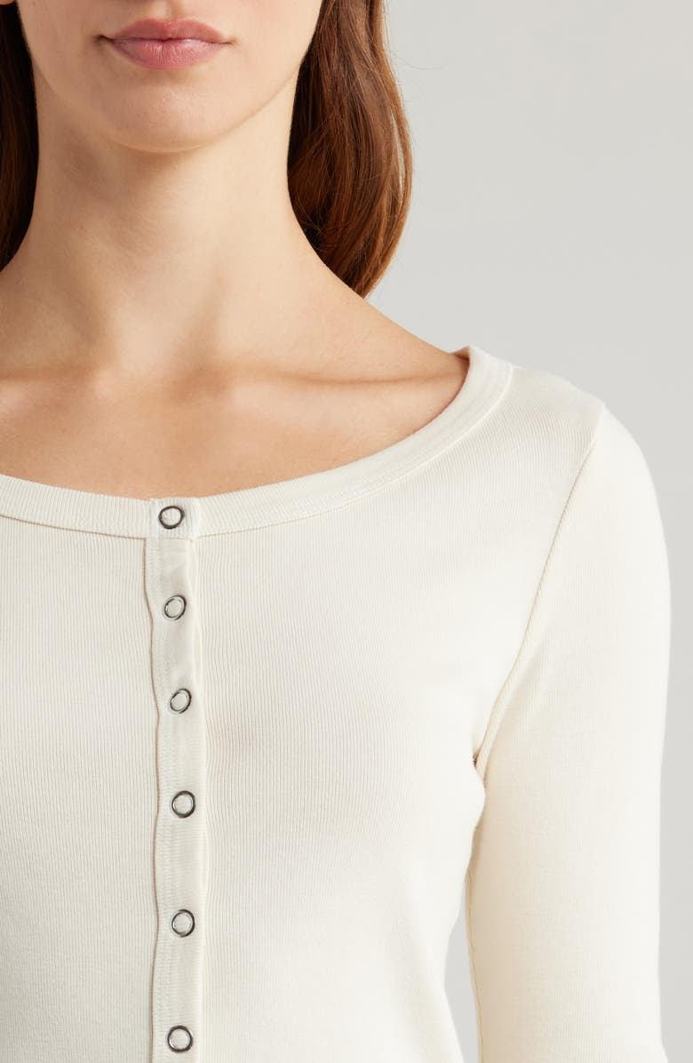 Re/Done Scoop Neck Cotton Cardigan, Alternate, color, Vintage White