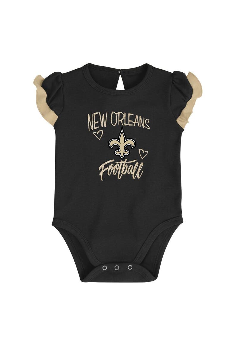 Newborn & Infant Black/Vegas Gold New Orleans Saints Too Much Love Two-Piece Bodysuit Set, Alternate, color, Black