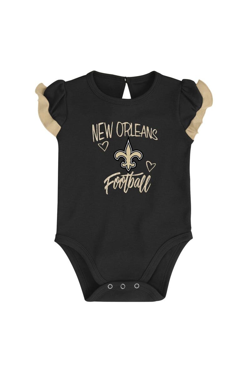Outerstuff Newborn & Infant Black/Vegas Gold New Orleans Saints Too Much Love Two-Piece Bodysuit Set, Alternate, color, Black
