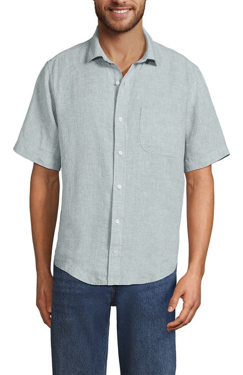 Traditional Fit Short Sleeve Linen Shirt