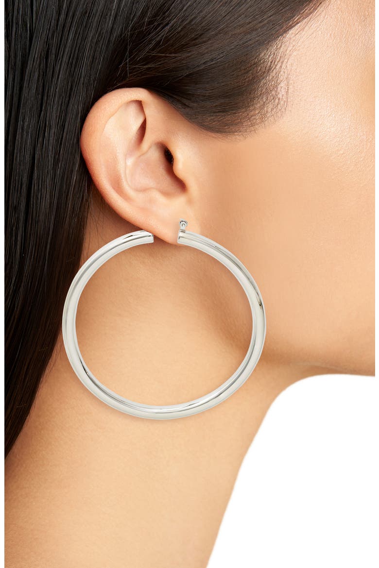 Extra Large Hoop Earrings, Alternate, color, RHODIUM