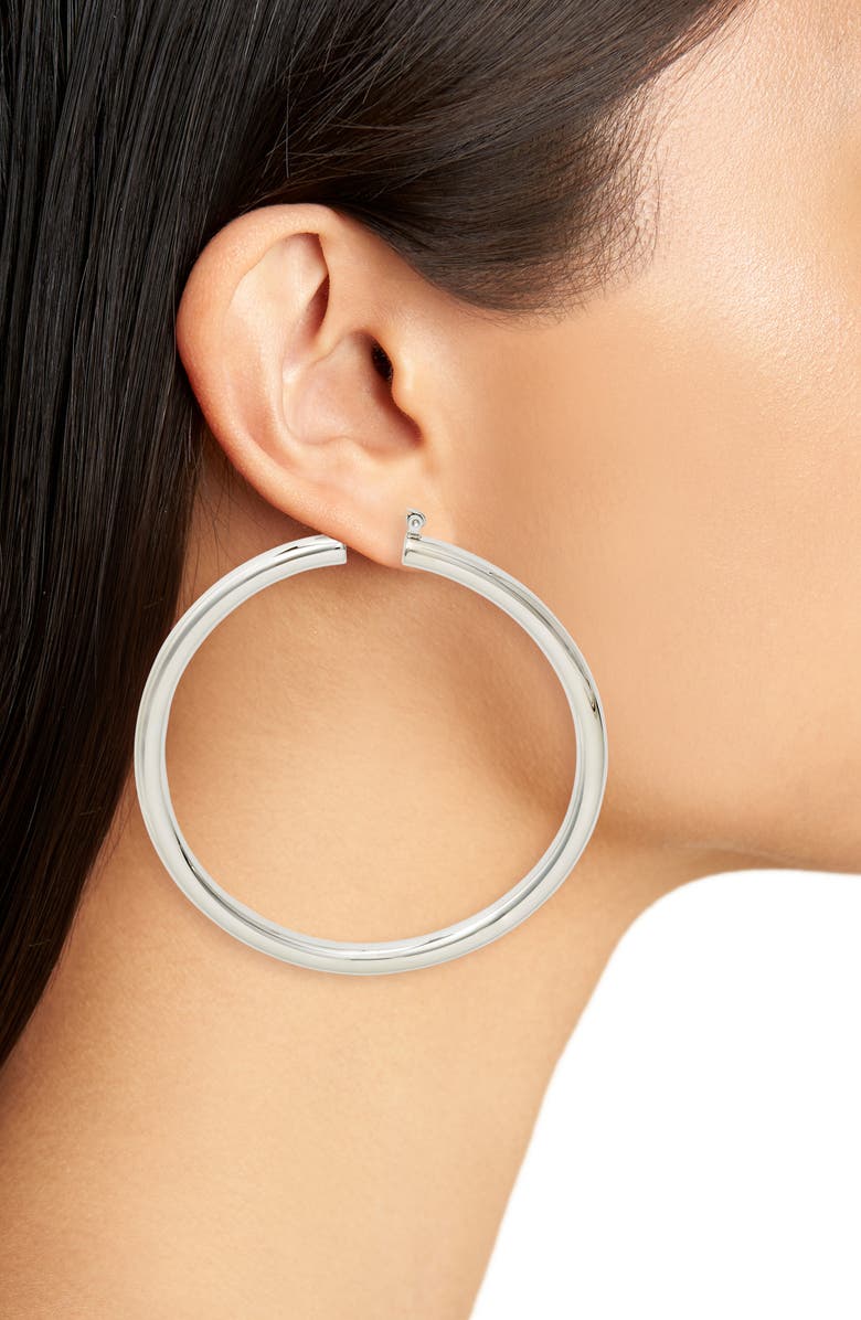 Knotty Extra Large Hoop Earrings, Alternate, color, Rhodium